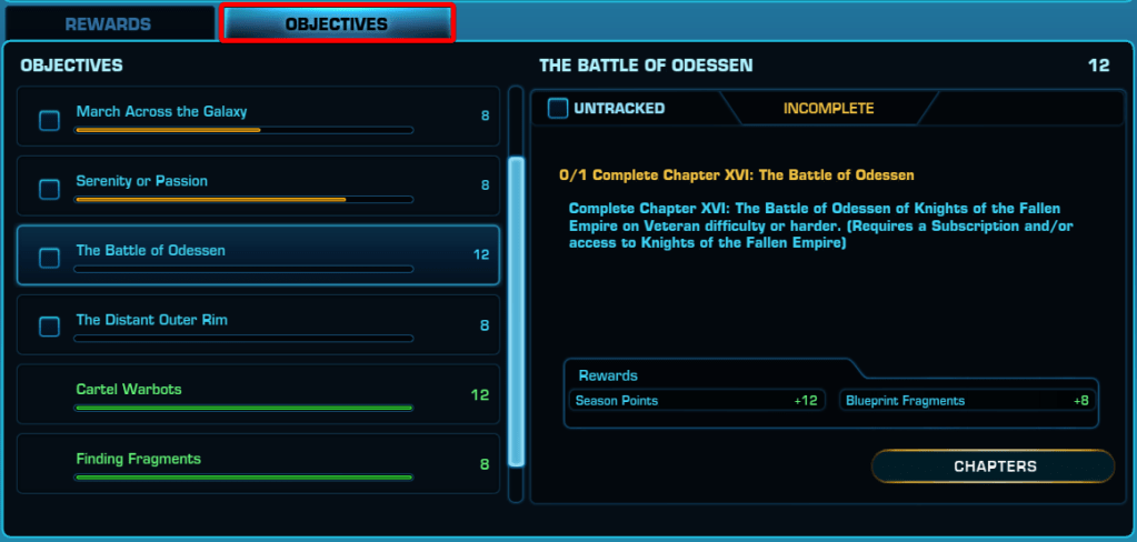 galactic season weekly objectives